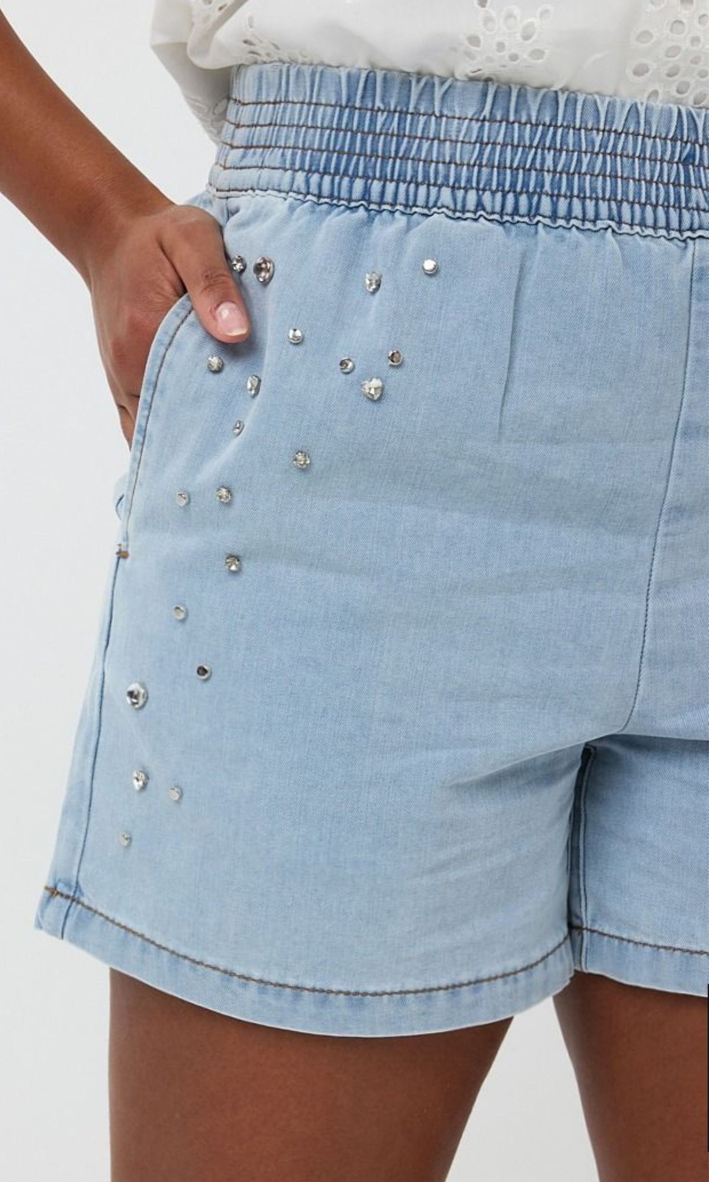 Embellished Denim Shorts