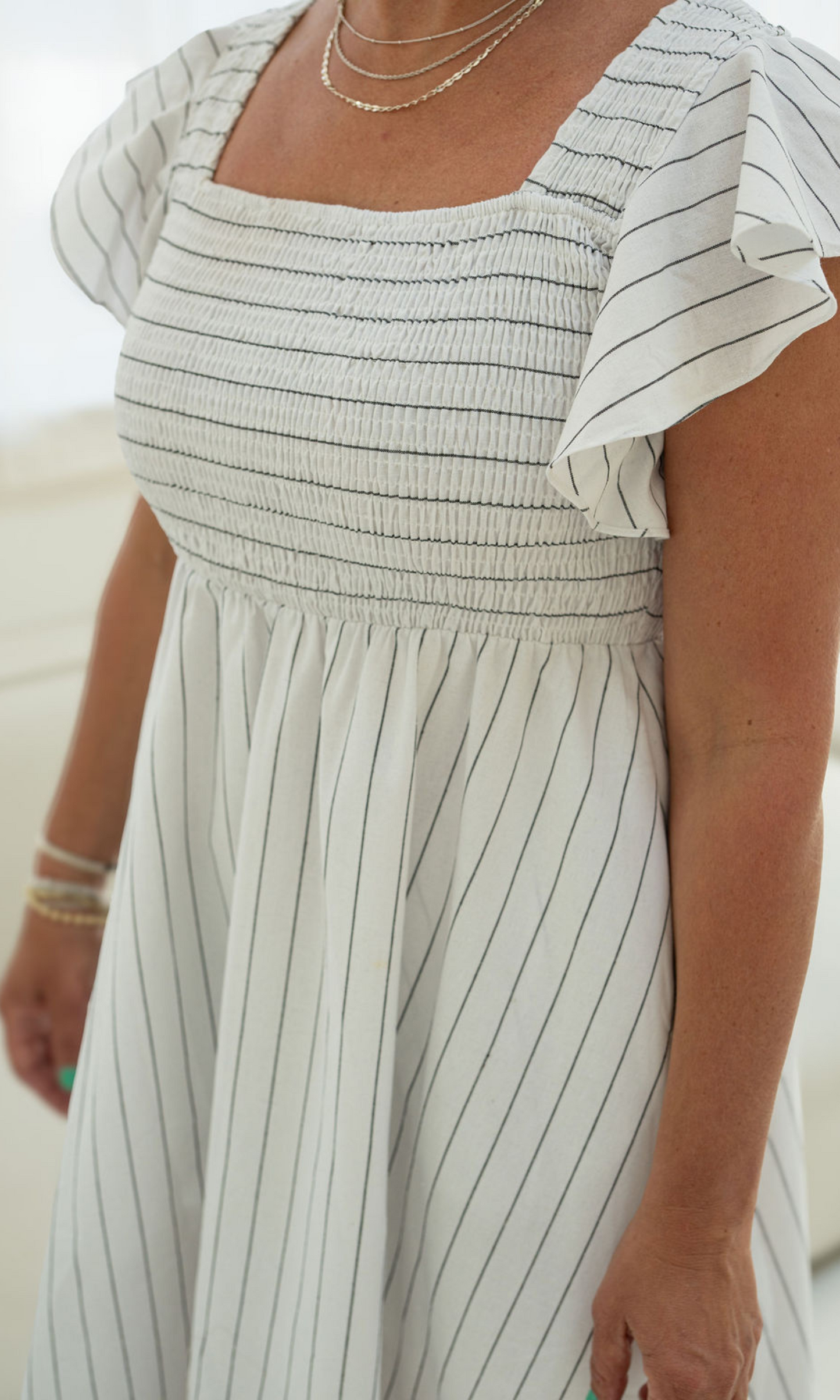 Camille Dress - White Stripe