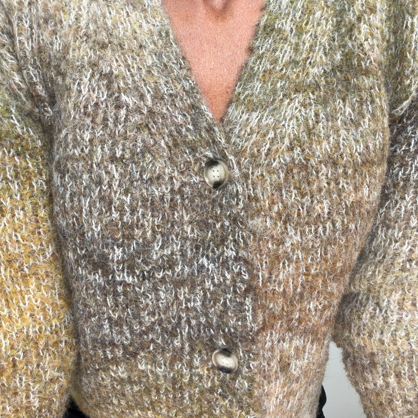 Smiley Ombre Fuzzy Knit Cardi