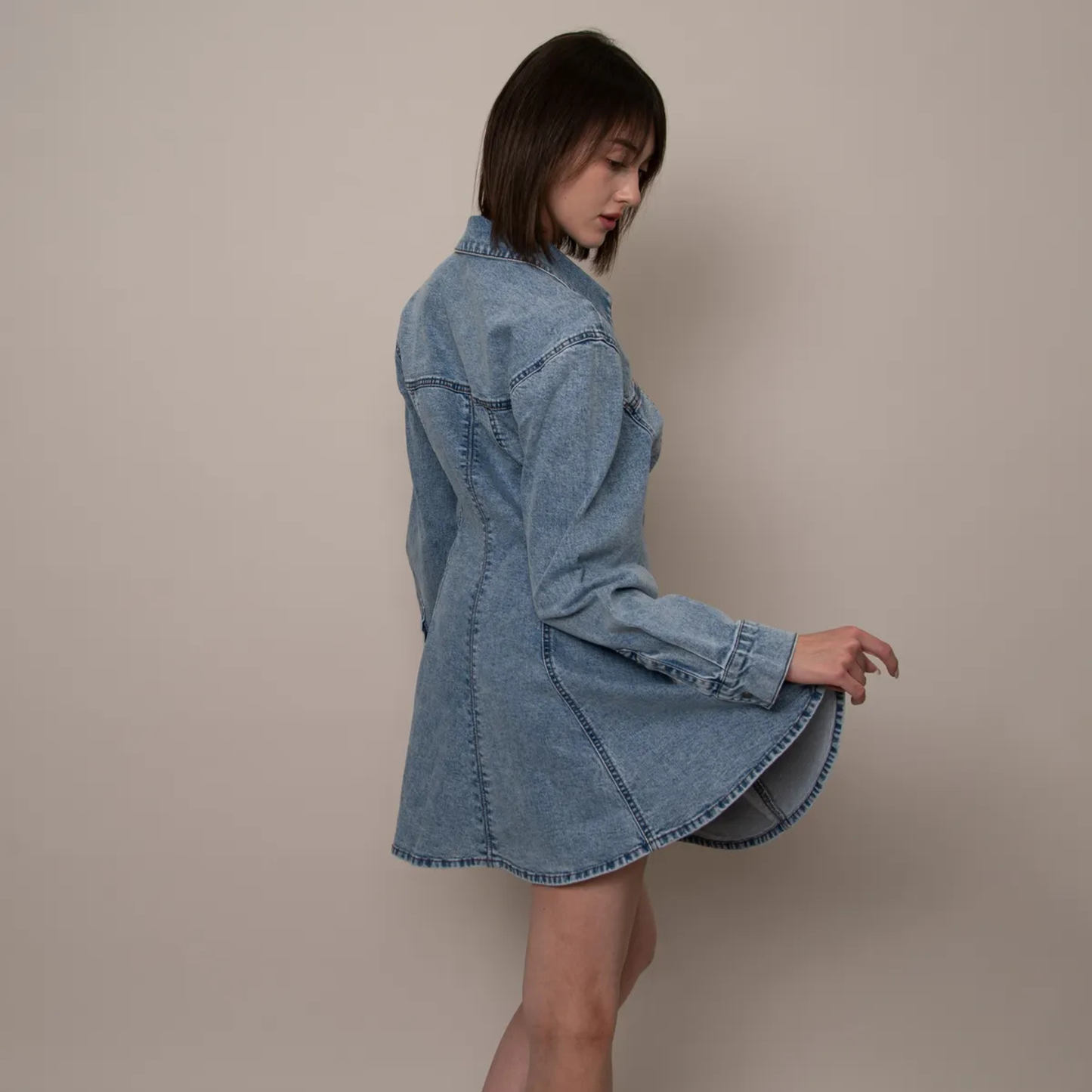 Mindy Stretch Denim Shirt Dress