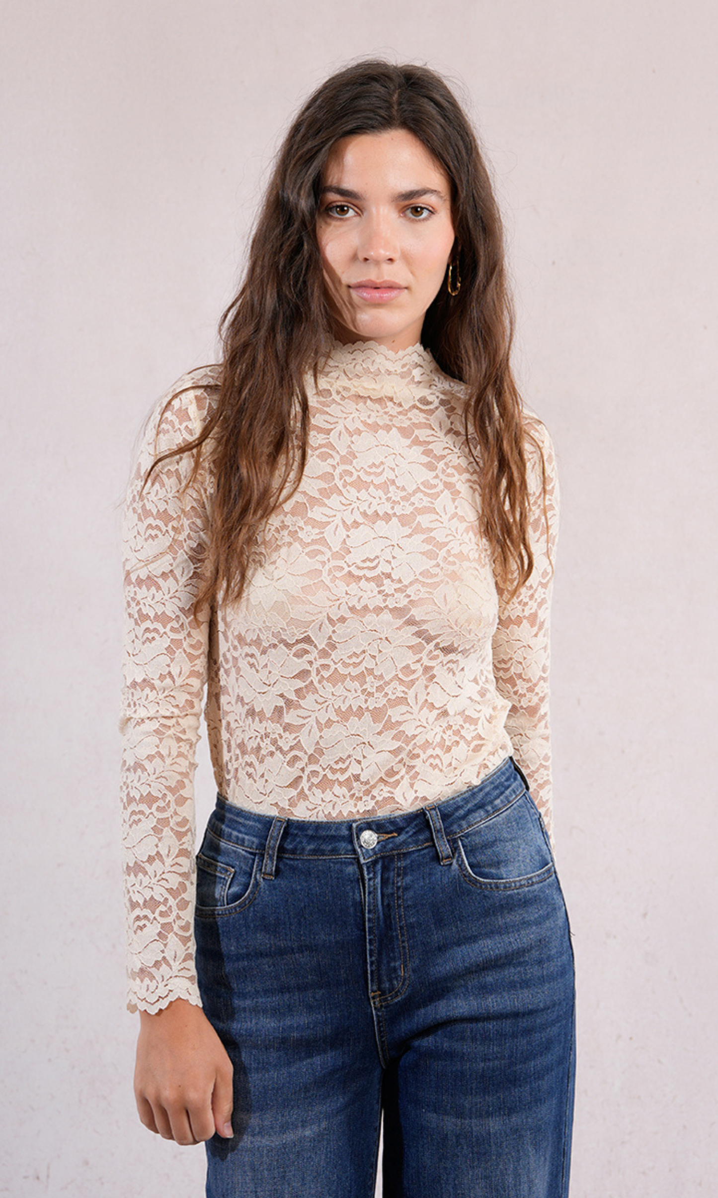 Semi-Sheer Lace Top