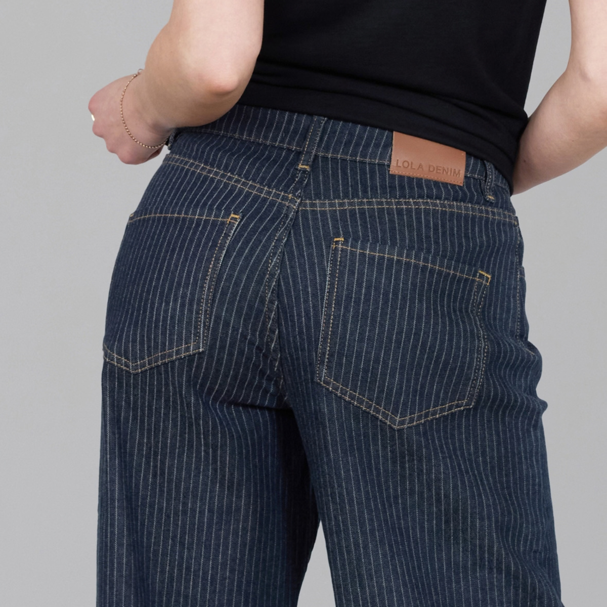 Colette Wide Leg Pinstripe Jeans
