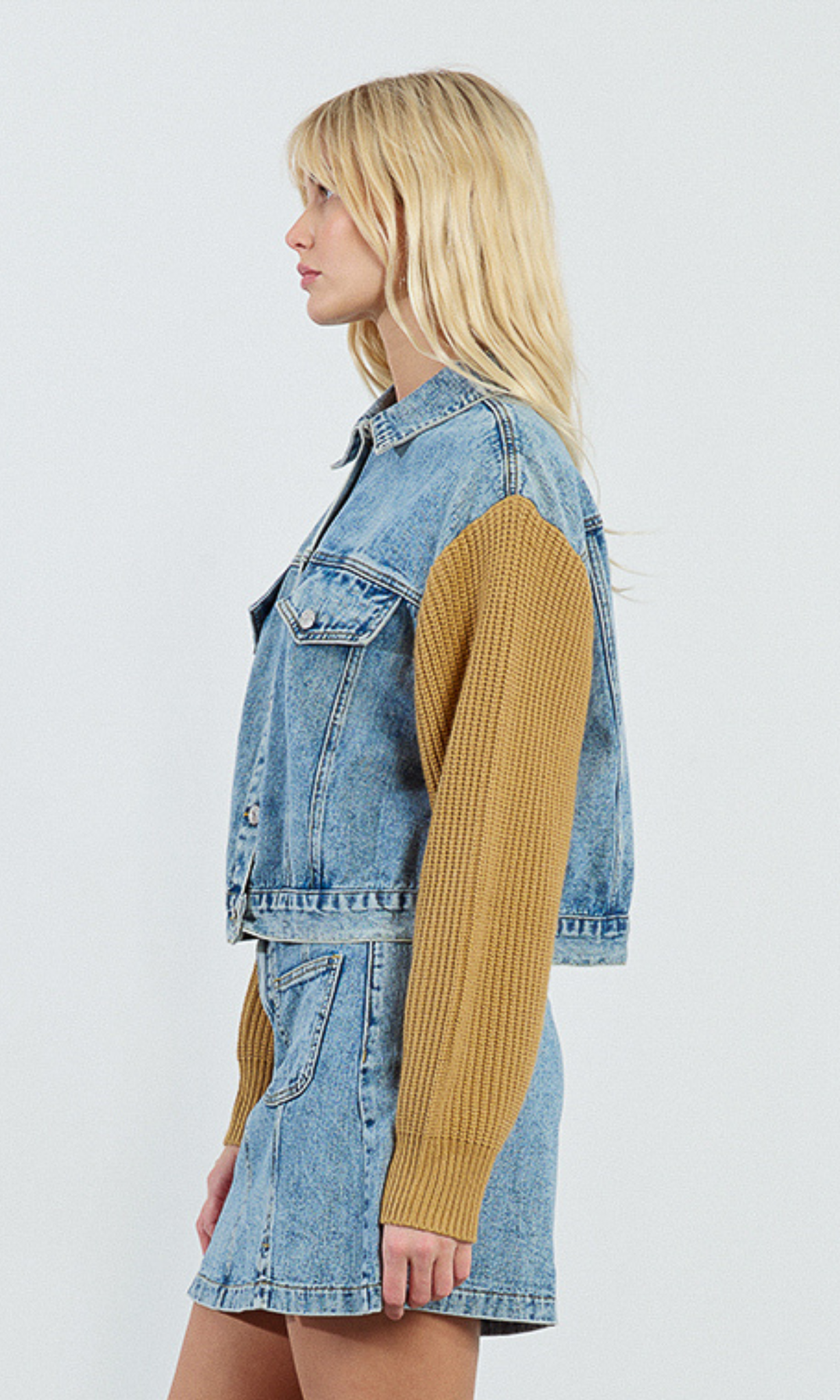 Bi-Material Denim Jacket