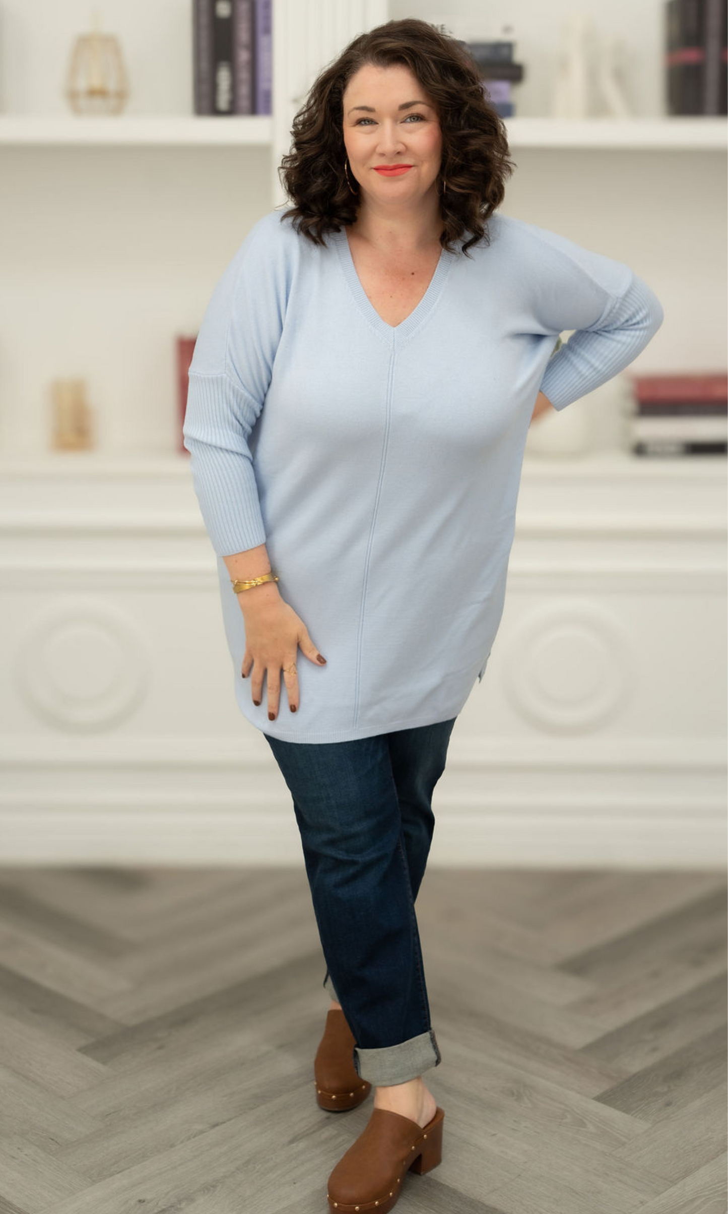 Knit Dress w/ Rib Sleeves