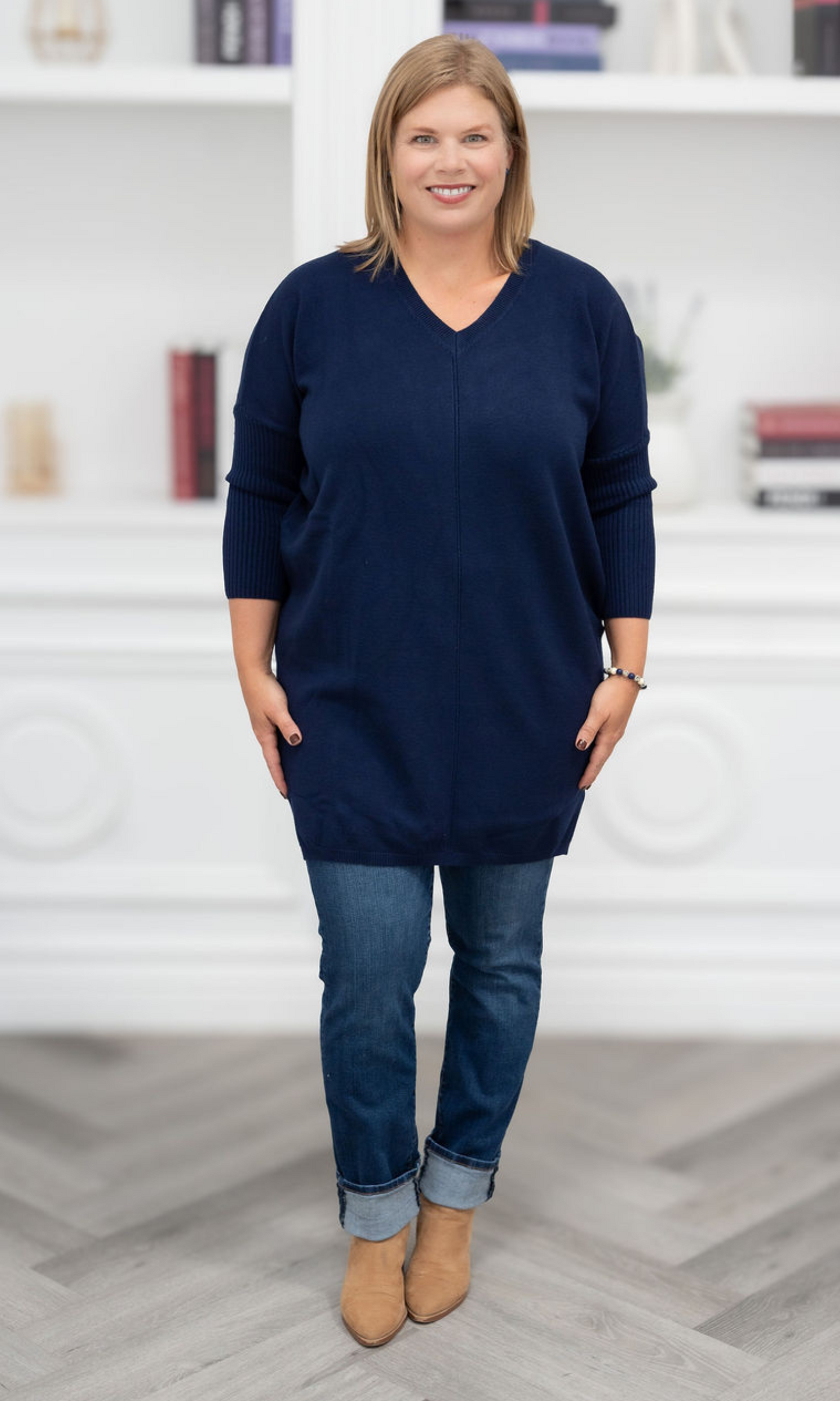 Knit Dress w/ Rib Sleeves