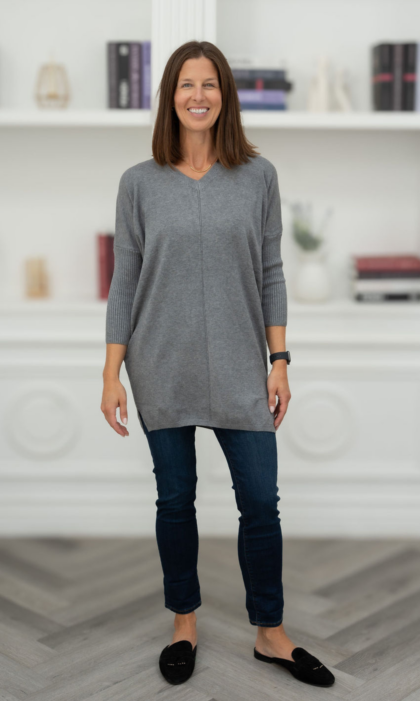 Knit Dress w/ Rib Sleeves
