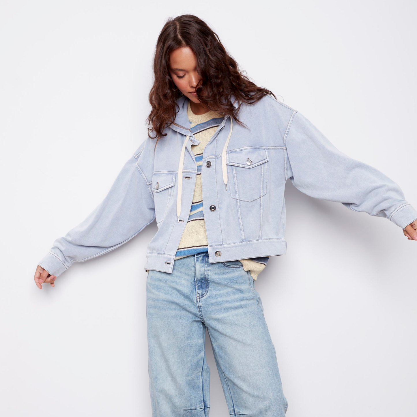 Sarana Denim Look Hooded Jacket