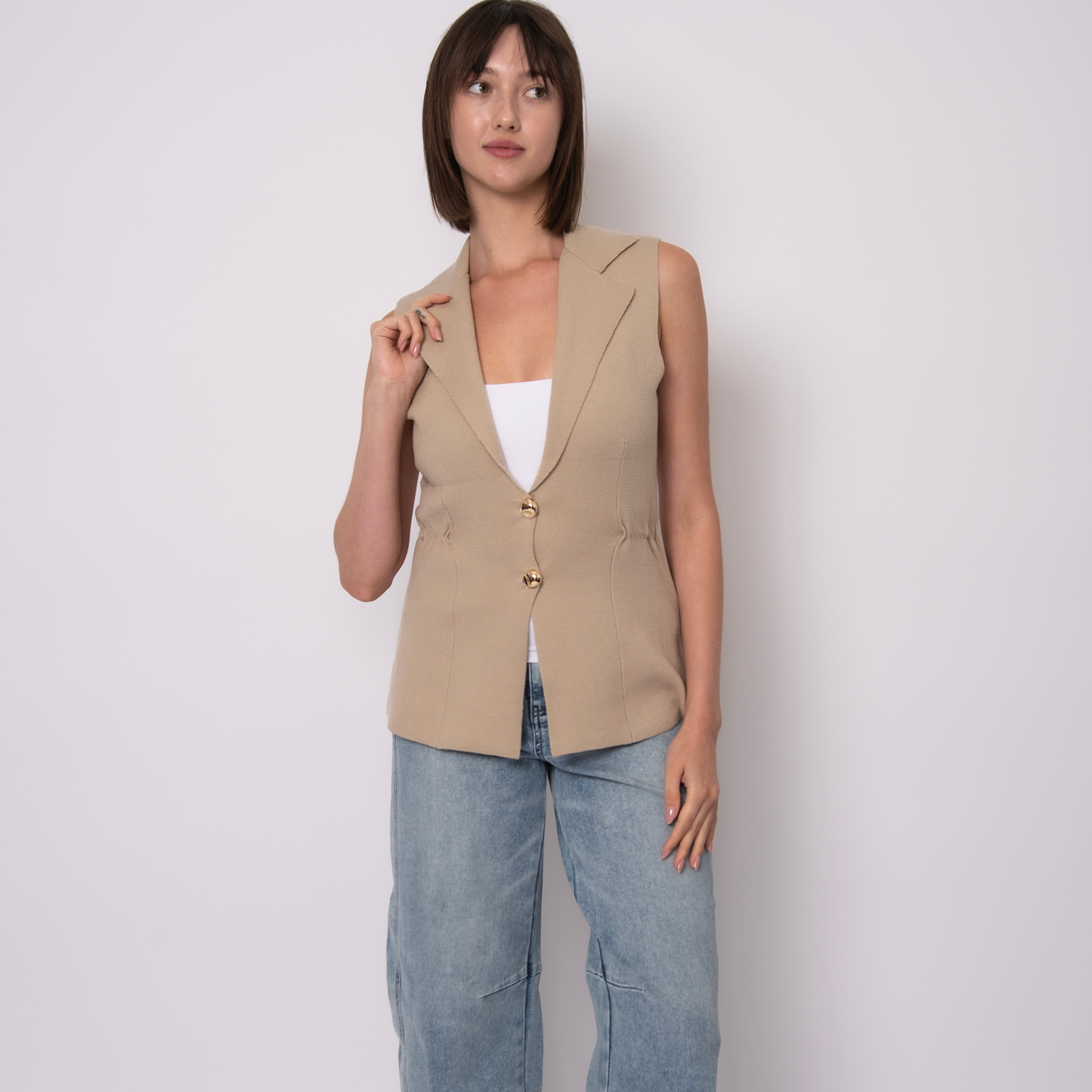 Mahalia Sleeveless Lapel Vest