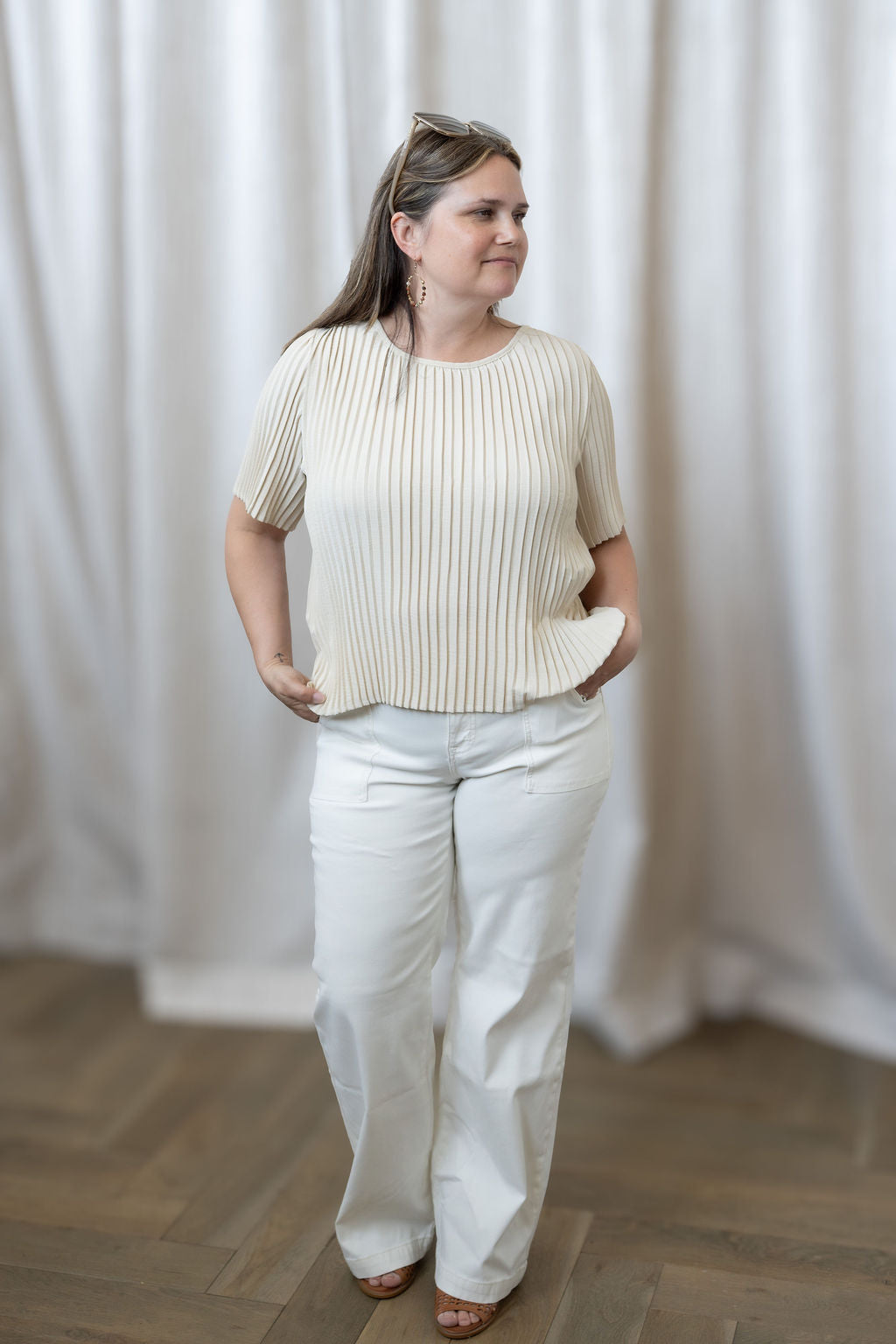 Pleated Plissé Top