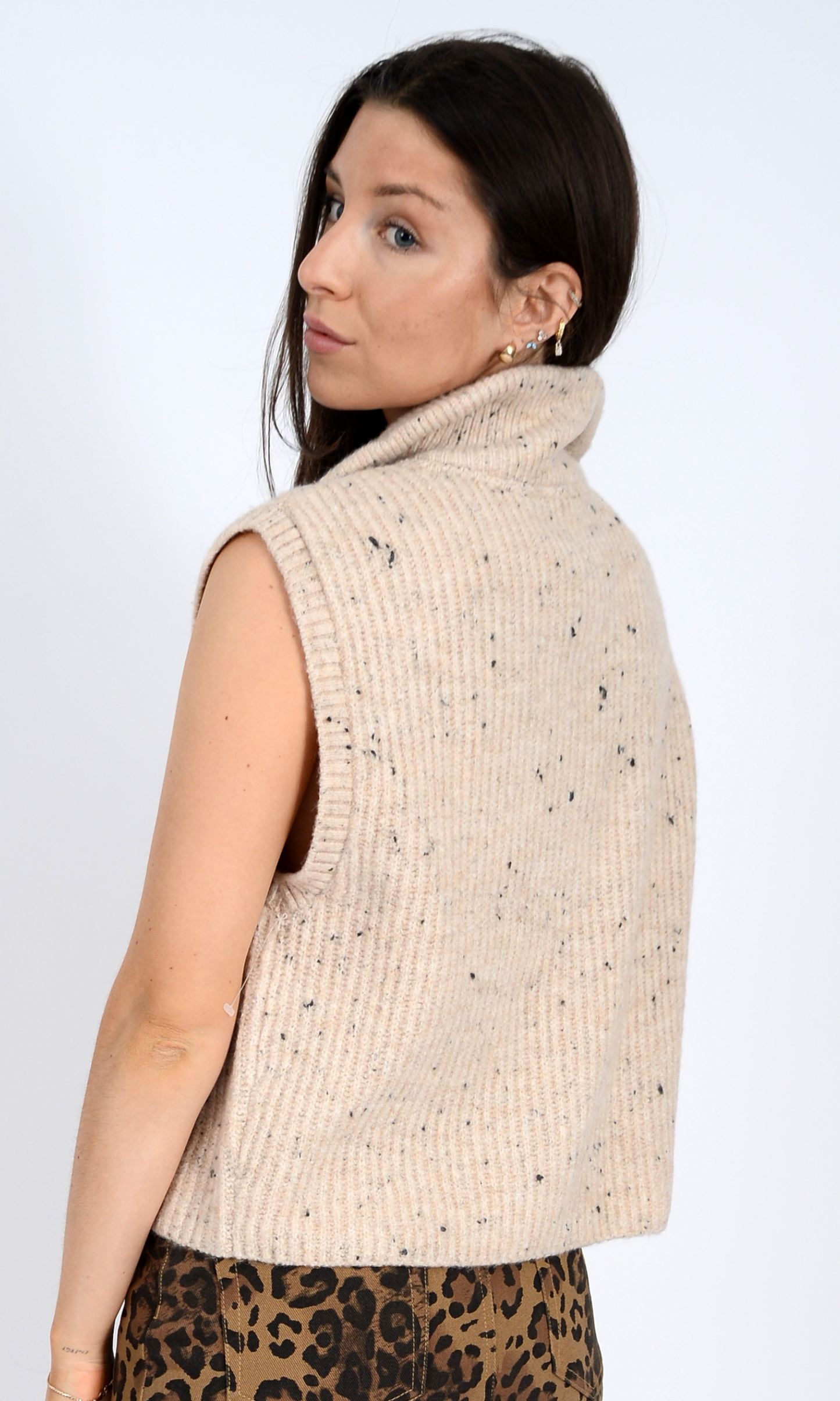 Enid Sleeveless Half-Zip Sweater Vest