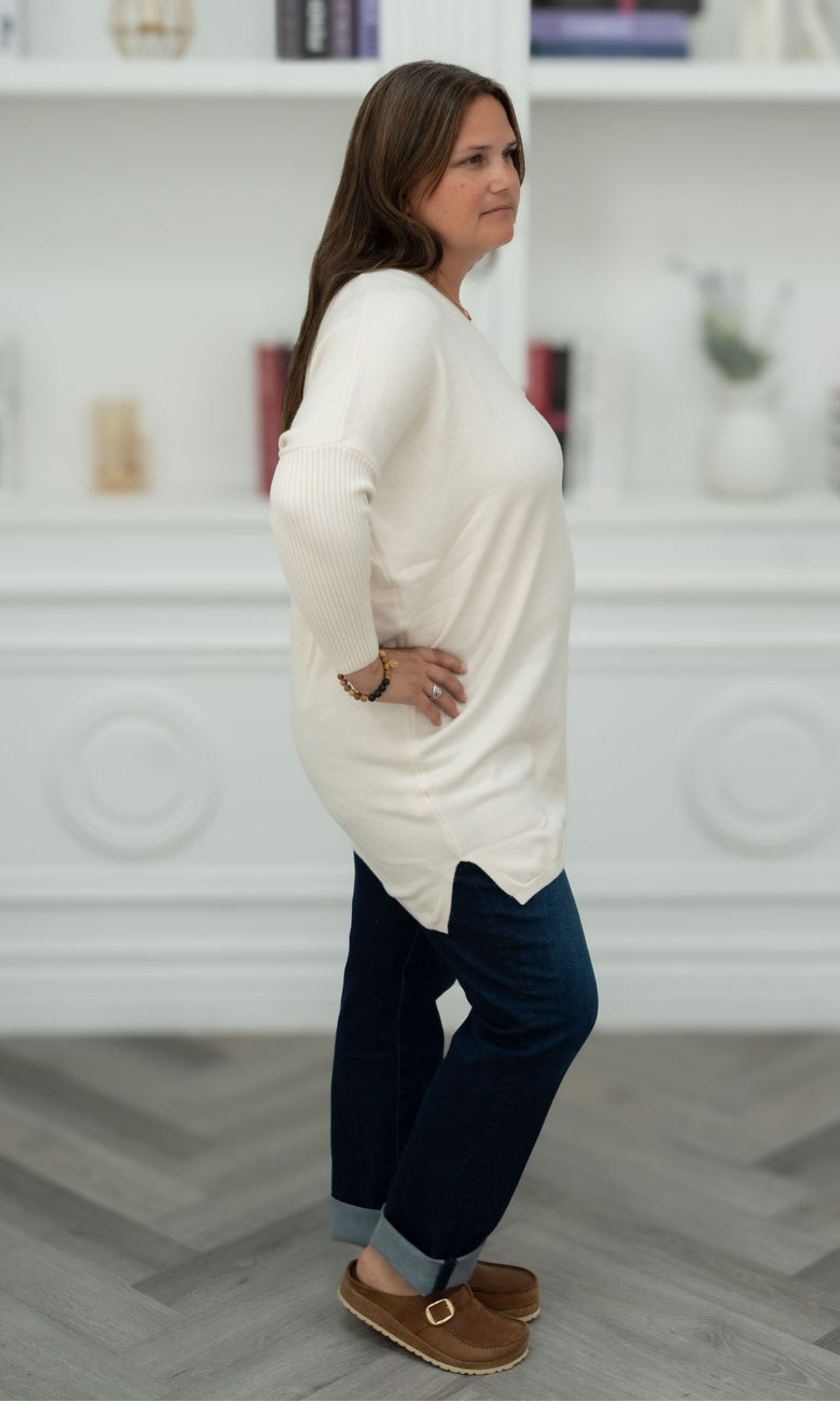 Knit Dress w/ Rib Sleeves