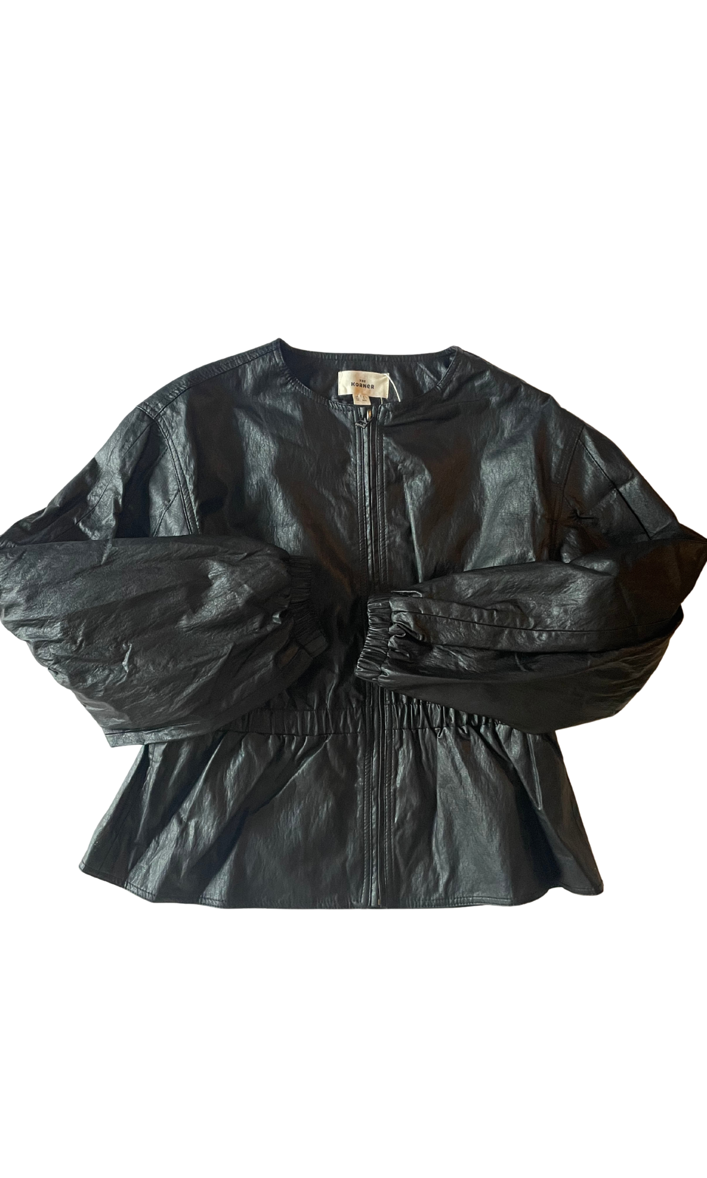 Cinched Vegan Leather Jacket