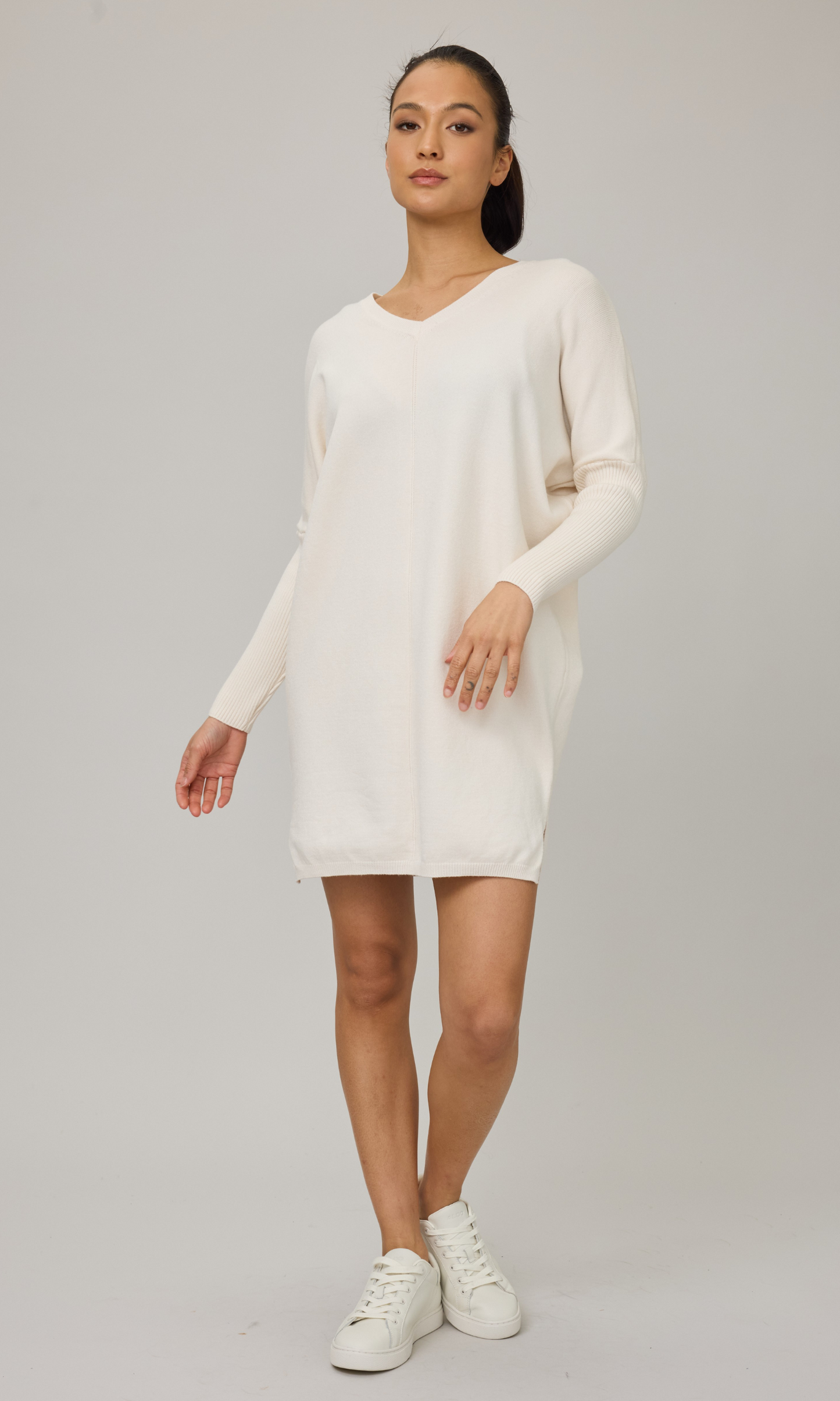 Knit Dress w/ Rib Sleeves