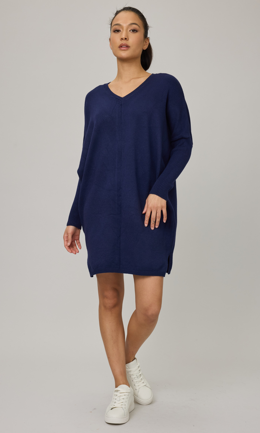 Knit Dress w/ Rib Sleeves