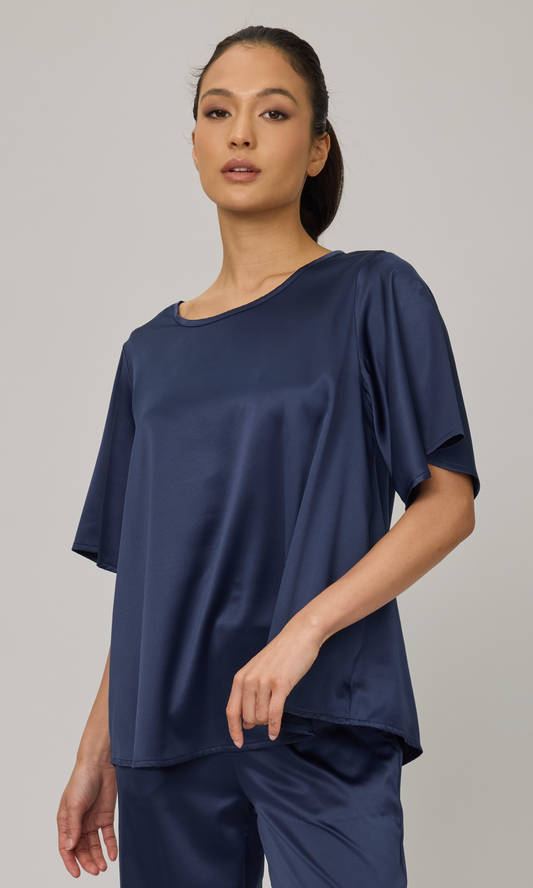 Satin Flutter Sleeve Top