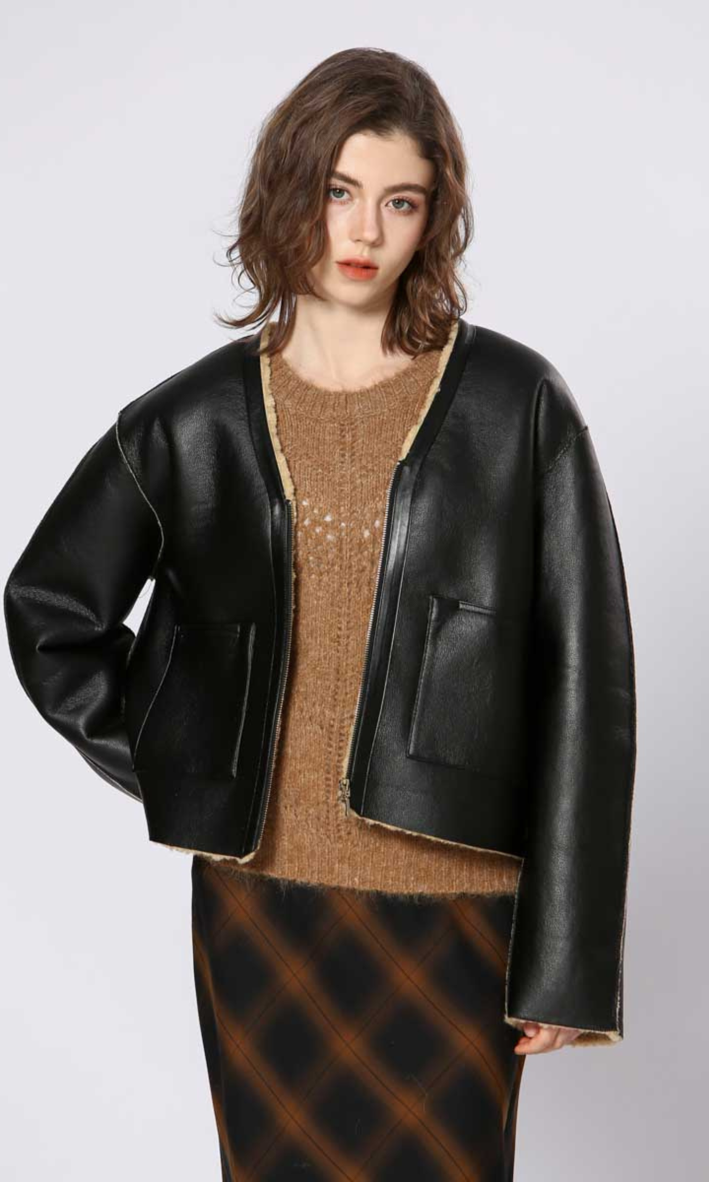 Brooklyn Faux Leather Shearling Coat