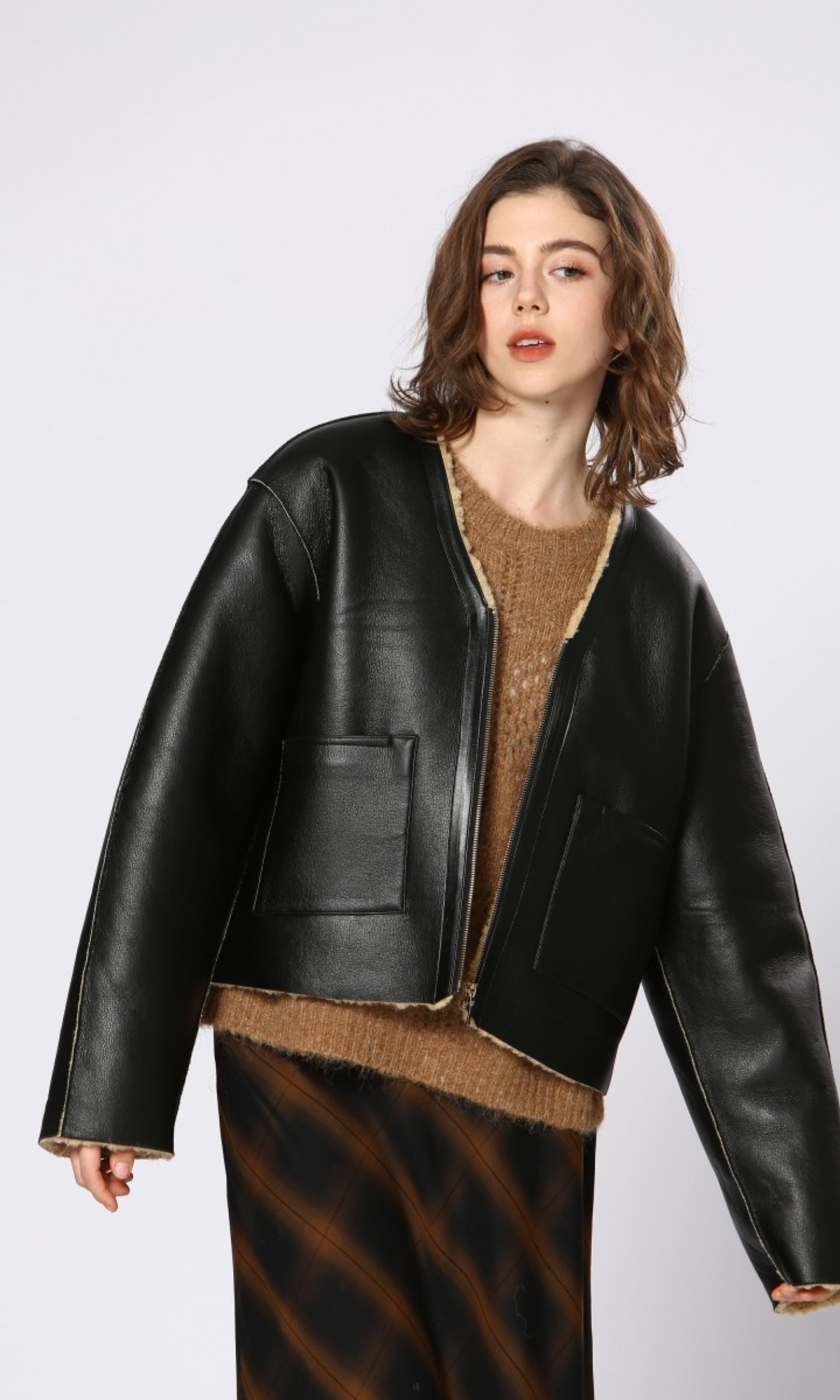 Brooklyn Faux Leather Shearling Coat
