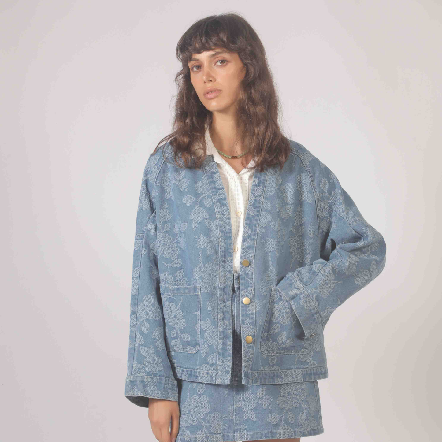 Denim Flowers Jacket