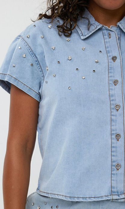 Embellished Denim Shirt