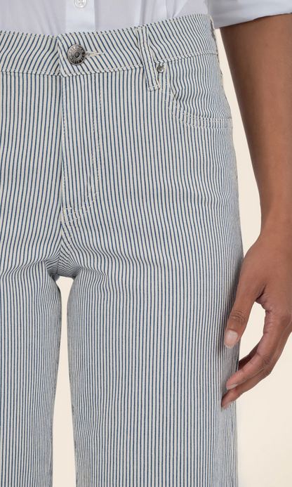 Charlotte High Rise Wide Leg Raw Hem - Railroad Stripe