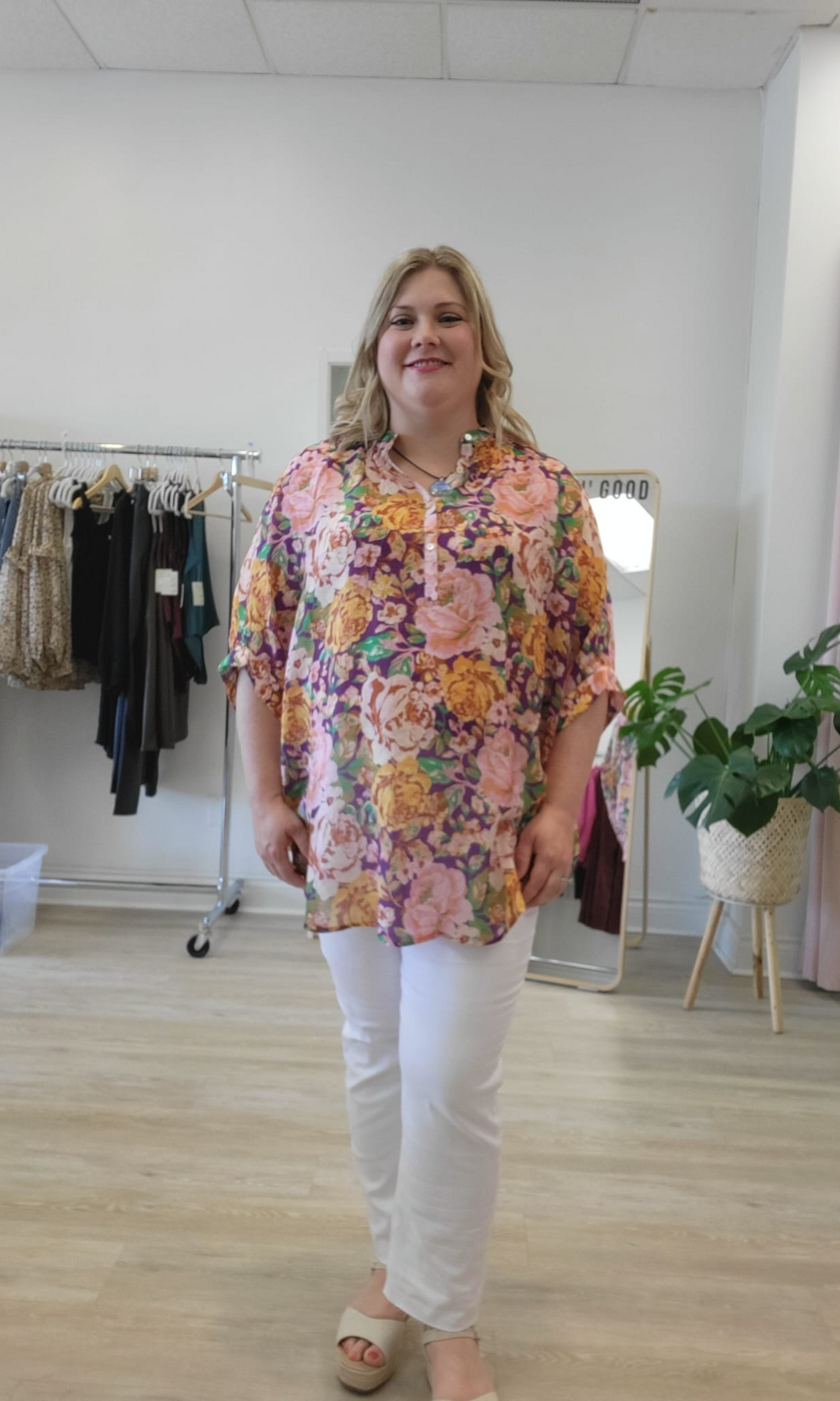 Purple Floral Tunic Blouse