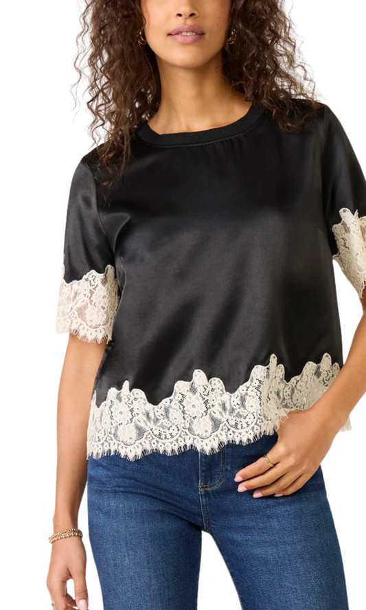 One Of A Kind Satin Lace Top