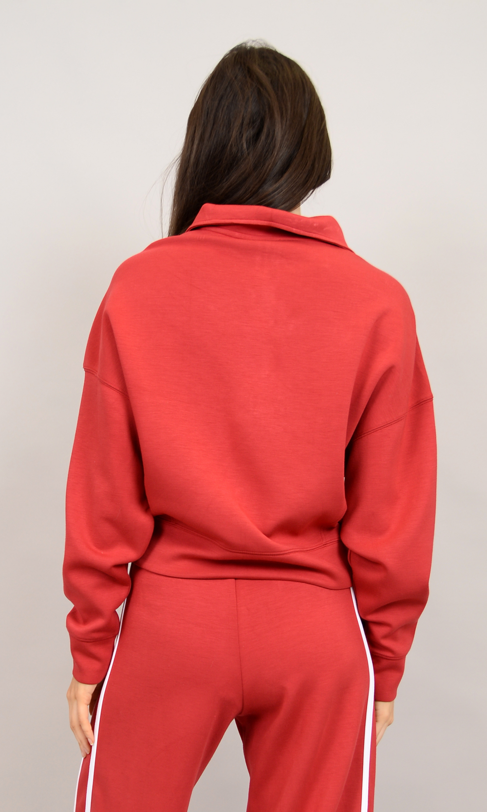 Red & White - Mailyn Soft Knit 1/2 Zip Mock Neck