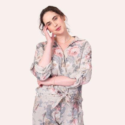 Blooms Linen Tie Top