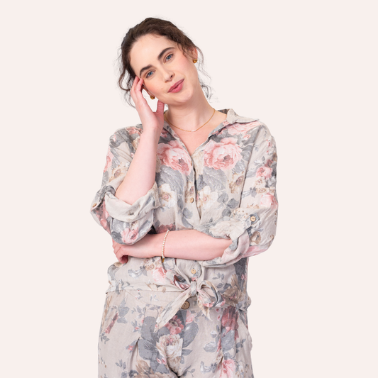 Blooms Linen Tie Top
