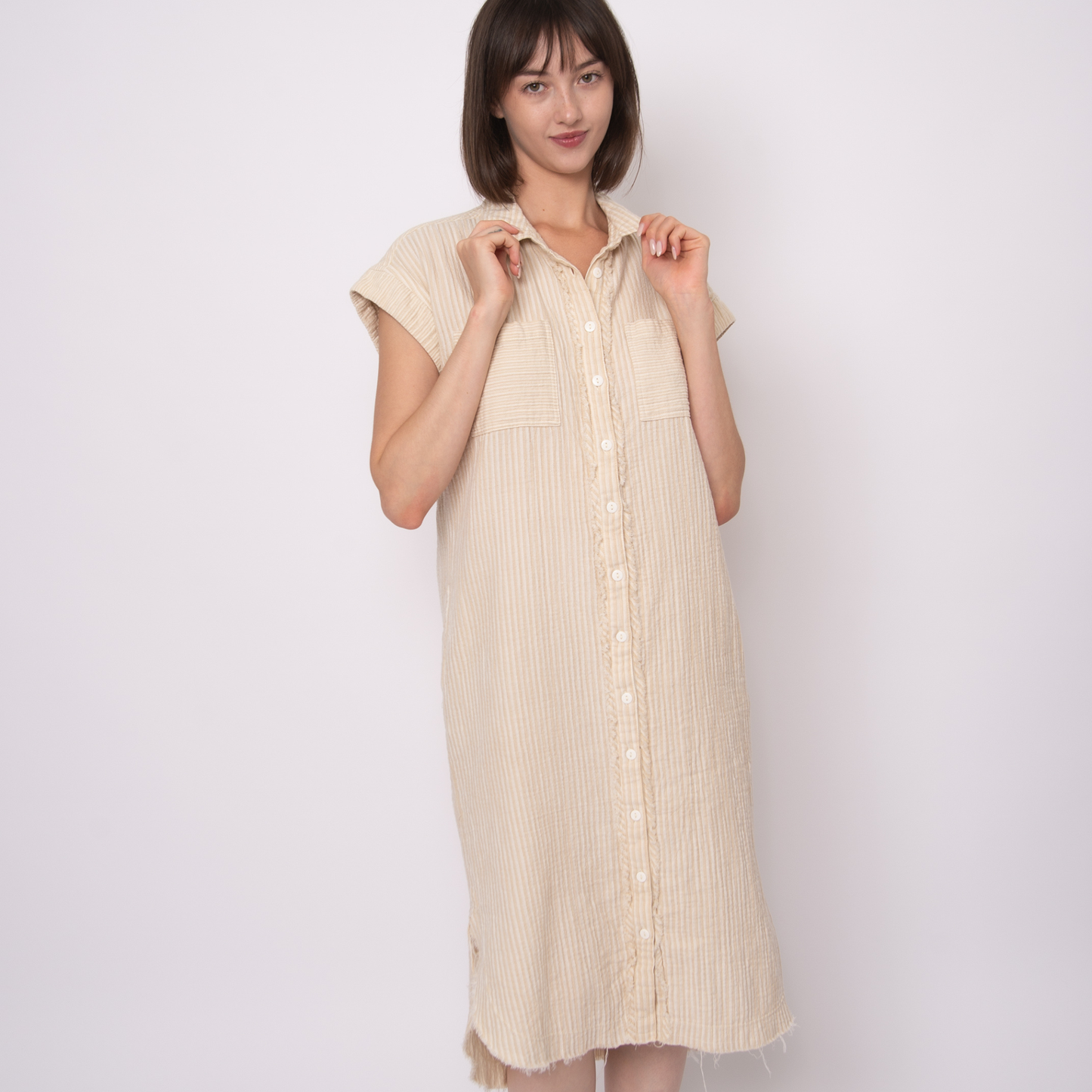 Aira Stripe Gauze Shirt Dress
