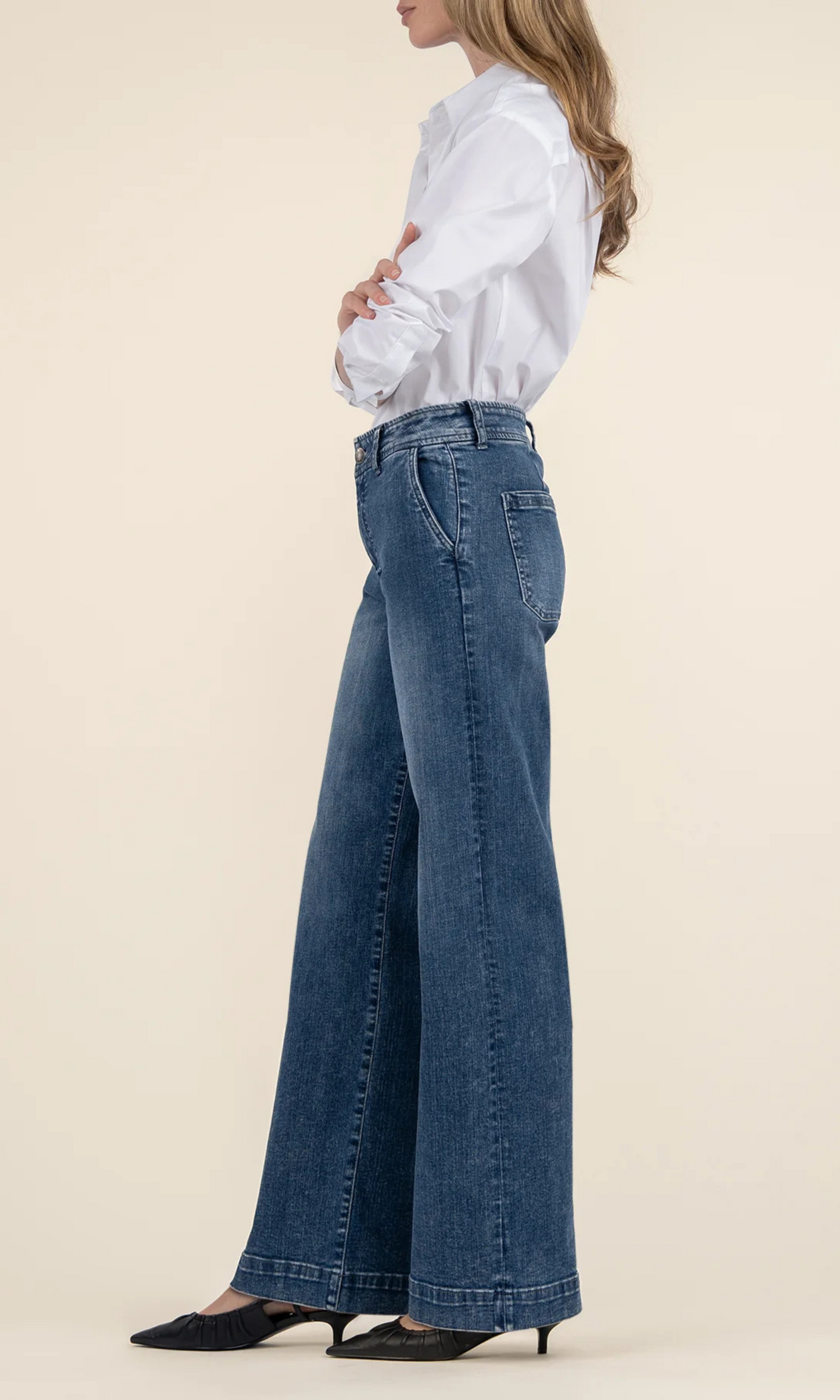 Jean High Rise Fab Ab Wide Leg & Slashed Pockets - Dignity