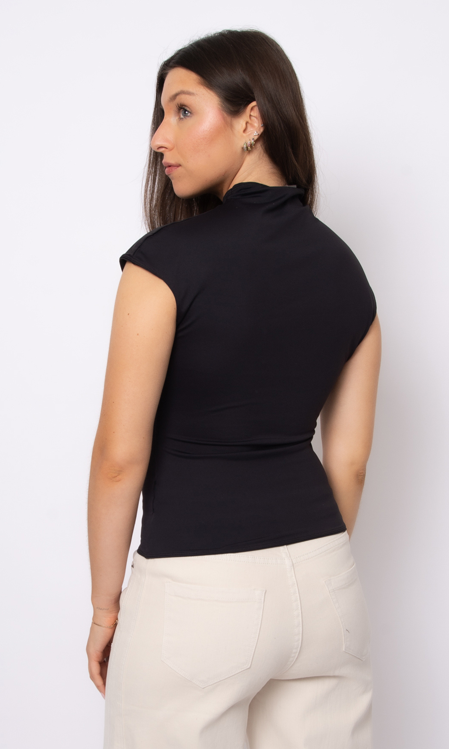 Yvette Funnel Neck Draped Top (Second Skin)