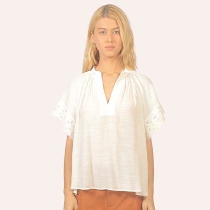 Whisper Lace V-Neck Blouse (Black)