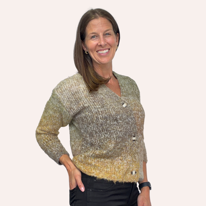 Smiley Ombre Fuzzy Knit Cardi