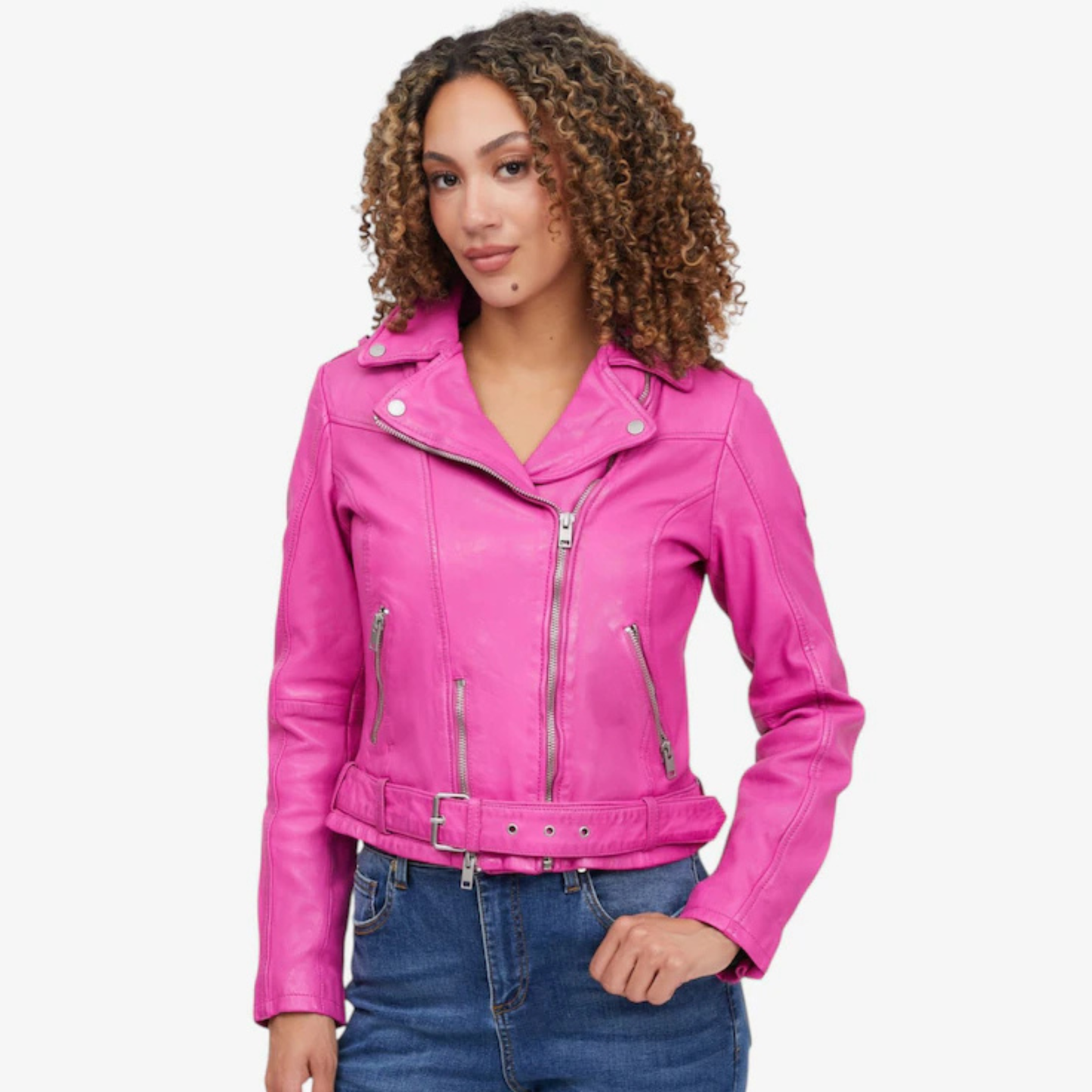 Wild Leather Jacket - Electric Fuchsia