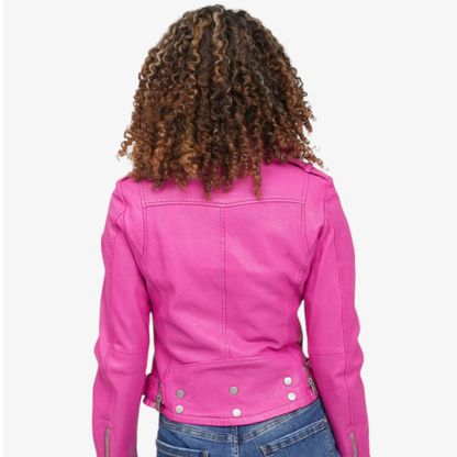 Wild Leather Jacket - Electric Fuchsia