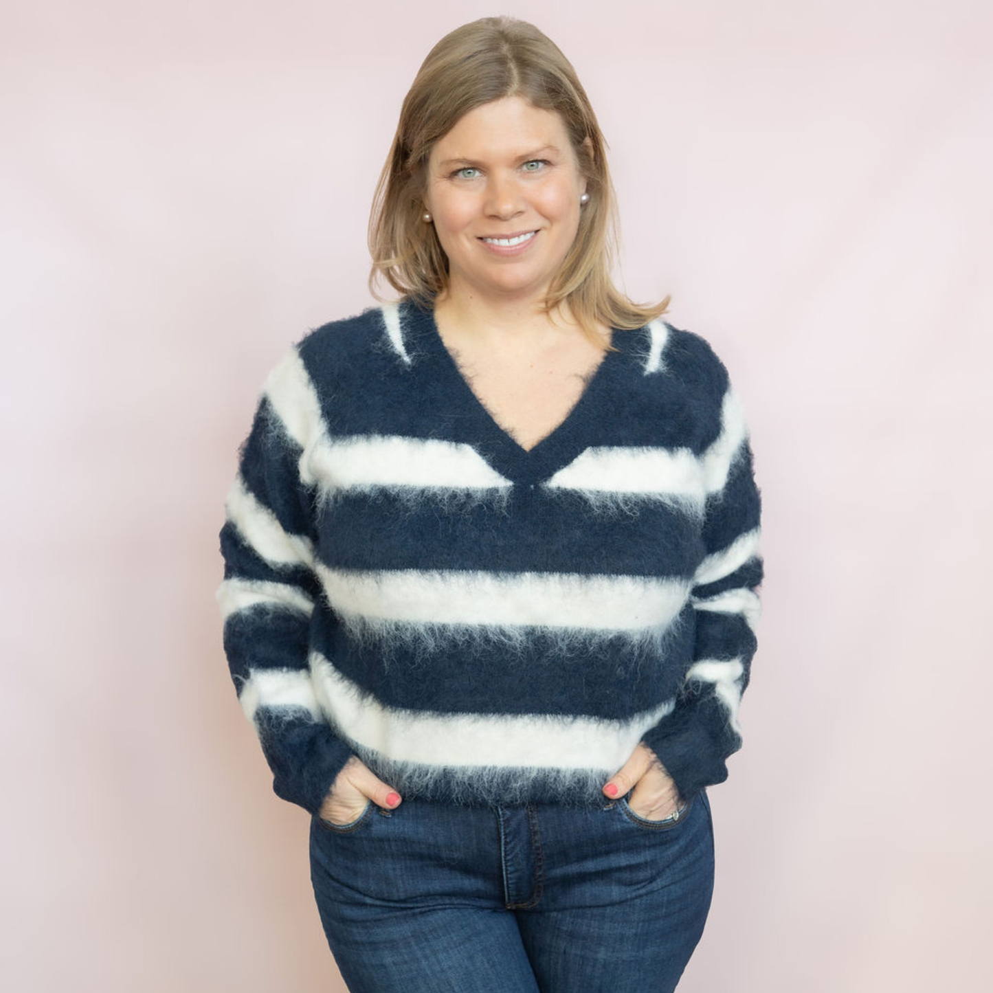 V-Neck Stripped Sweater