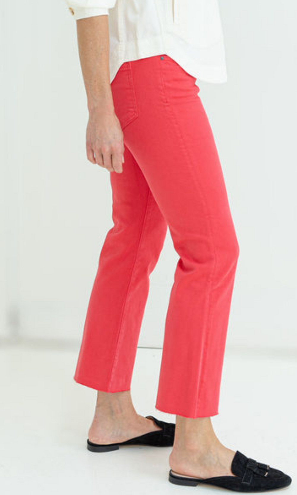 Kelsey High Rise Fab Ab Ankle Flare With Raw Hem - Strawberry
