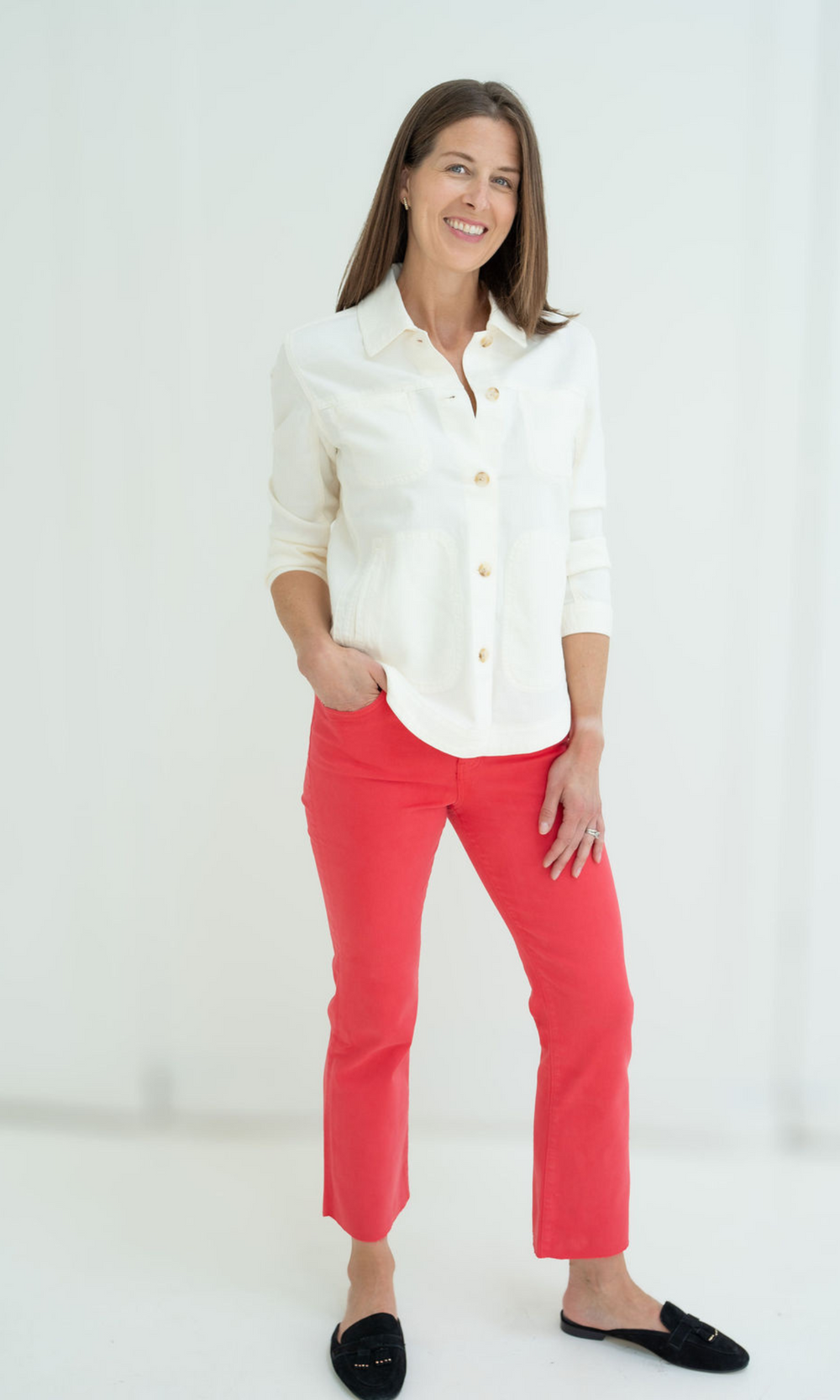 Kelsey High Rise Fab Ab Ankle Flare With Raw Hem - Strawberry