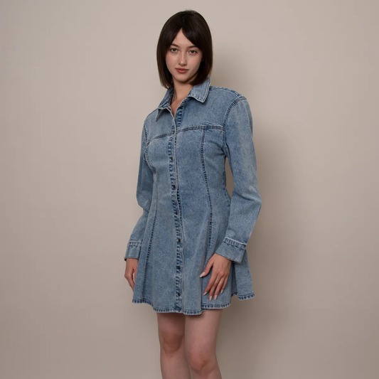 Mindy Stretch Denim Shirt Dress