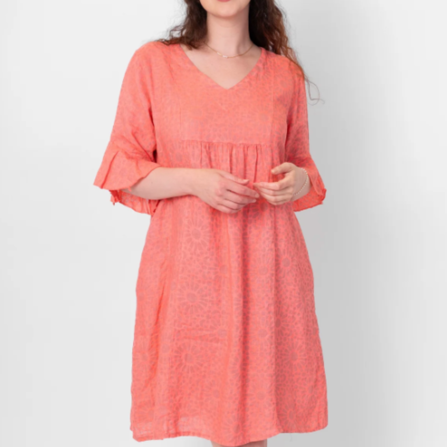 Coral Linen Dress