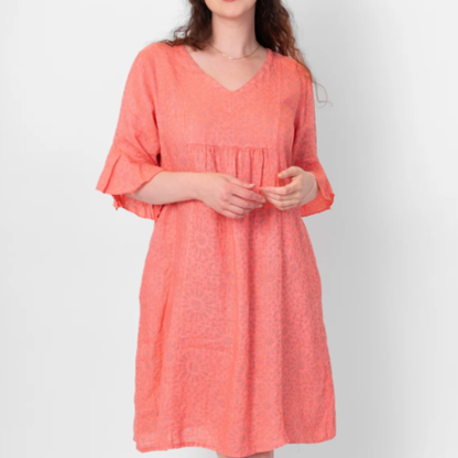 Coral Linen Dress