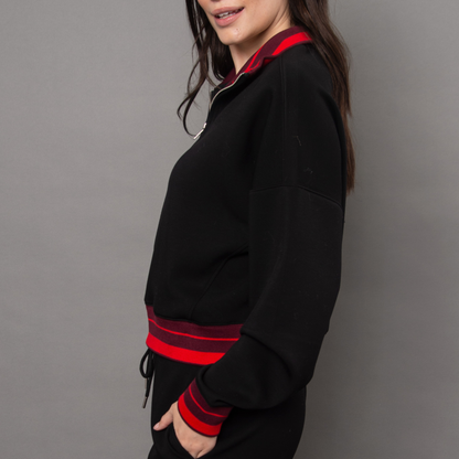 Mailyn Soft Knit Half Zip (Black/Red)