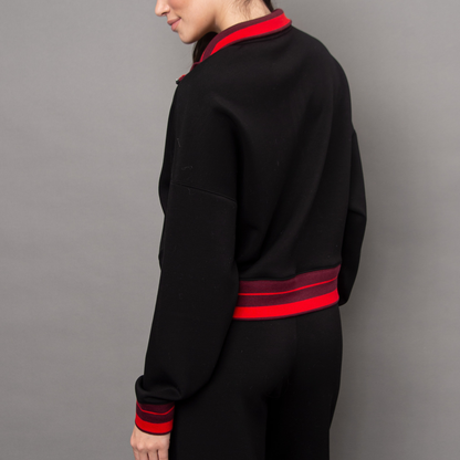 Mailyn Soft Knit Half Zip (Black/Red)