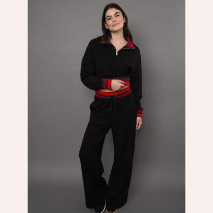 Mailyn Soft Knit Half Zip (Black/Red)