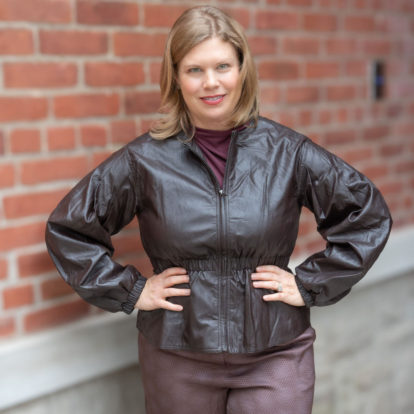 Cinched Vegan Leather Jacket