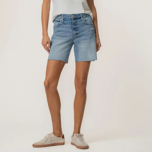 Hailey High Rise Short w/ Raw Hem - Focus