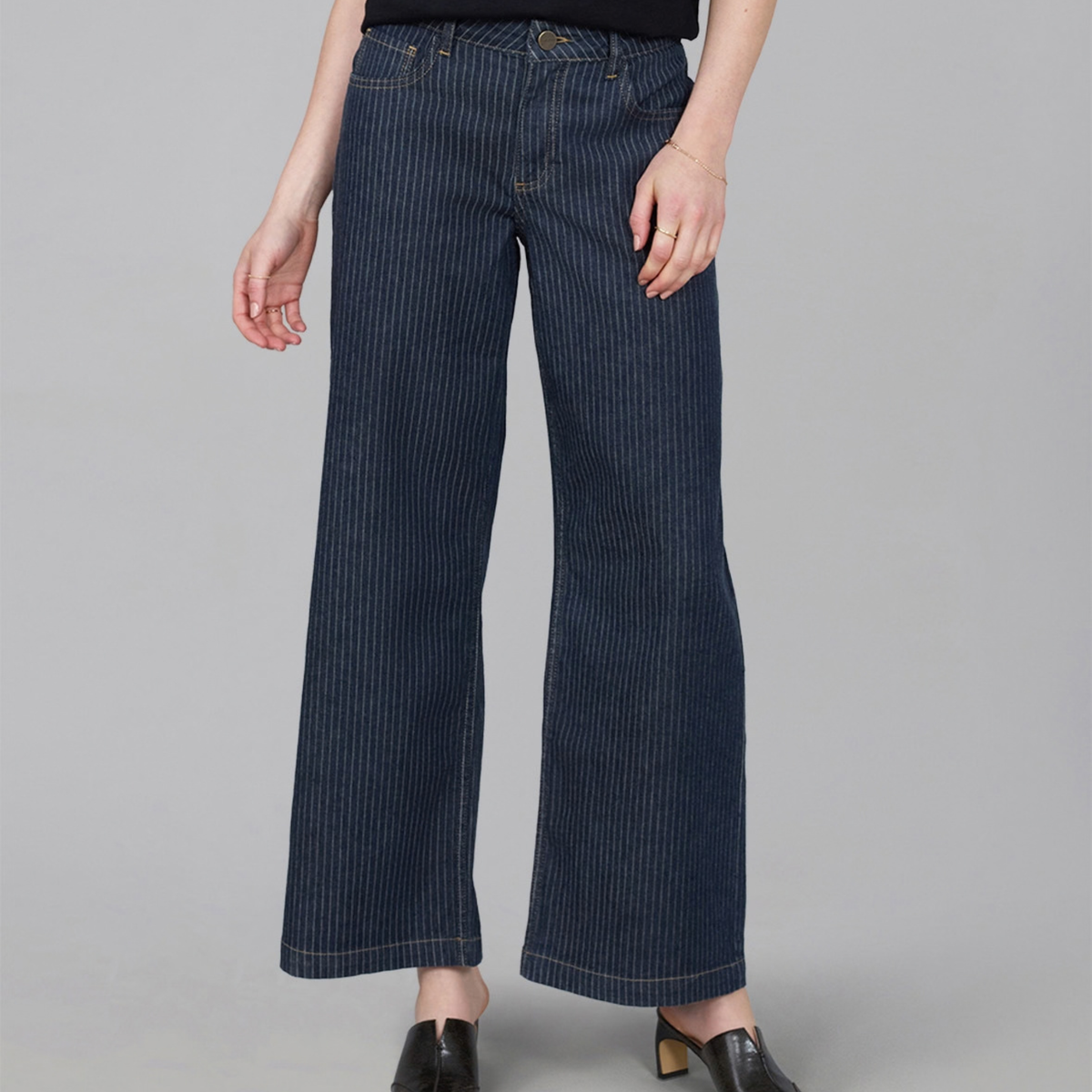 Colette Wide Leg Pinstripe Jeans
