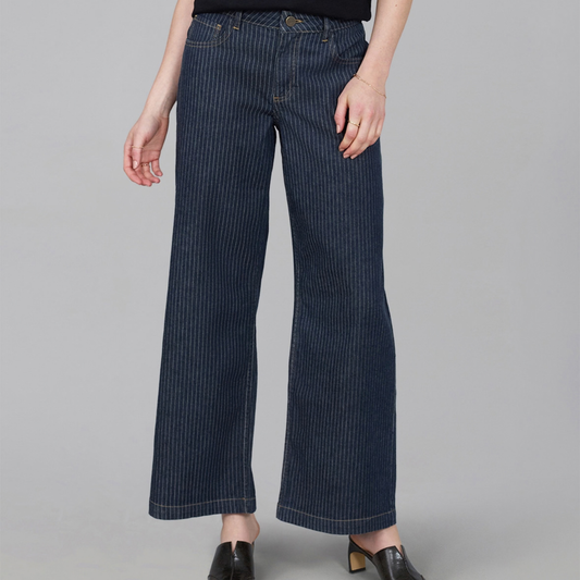 Colette Wide Leg Pinstripe Jeans