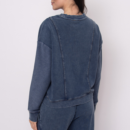 Kacey Denim Look French Terry Pullover